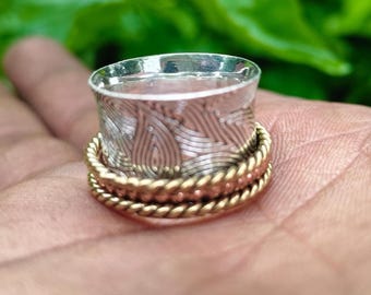 Sterling Silber Spinner Ring: Angst Fidget Meditation Ring