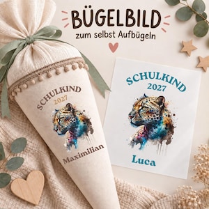 Bügelbild Leopard | Aufbügel Patches | Schultüte selbst gestalten | DTF Drucke | Leopard Schultüte | Bügelbilder für Jungs | BB10