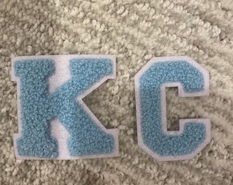 Chenille Varsity Patches Light Blue Iron On