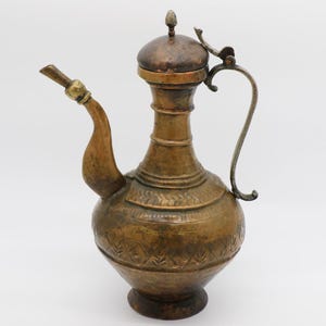 Vintage Middle Eastern Copper Ewer | Handcrafted with Traditional Spout & Lid