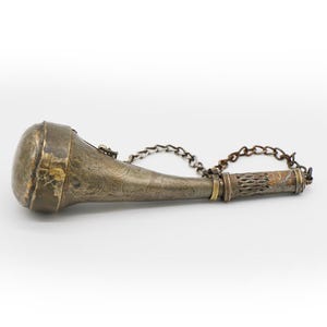 Vintage Copper Gunpowder Flask with Chain | Decor Collectible