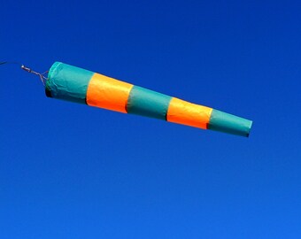 100 cm long STRIPED Wind cone made from 100 % made from a recycled paragliderer, wind sock