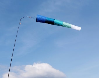 100 cm long  BLUE SKY Wind cone, flag made from 100 % made from a recycled paragliderer, wind sock