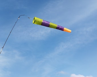 100 cm longgrass green & purple Wind cone made from 100 % made from a recycled paragliderer, wind sock