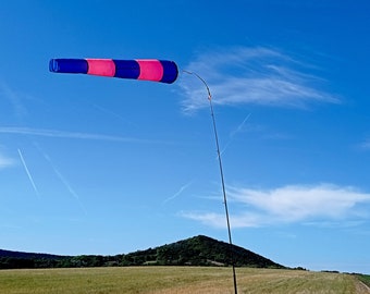 100 cm long STRIPED Wind cone made from 100 % made from a recycled paragliderer, wind sock