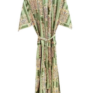 Cotton Kimono Robe Dressing Gown, Block Print Bridesmaid Robe, Summer Nightwear, One Size