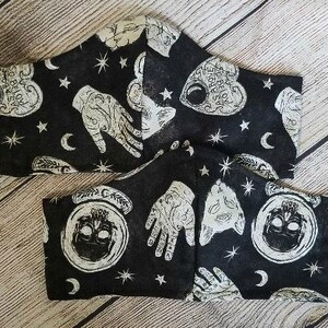 Face Mask, Nose wire, Ouija, Gothic, Spirit Board, Ear Loops, Witch, Colorful, Fandom, Filter pocket, Curved facemask, reusable, washable
