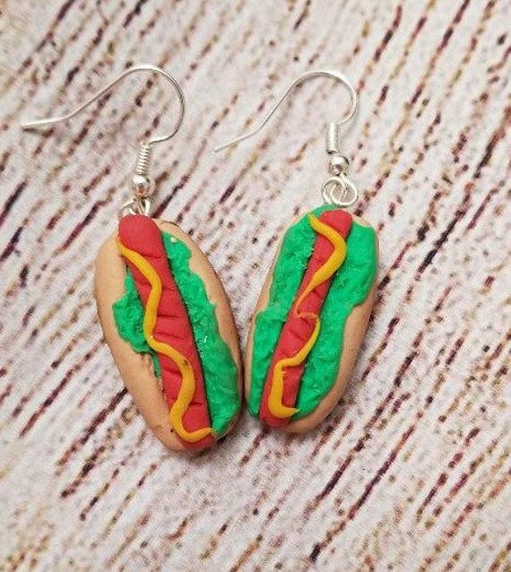 Hot Dog Hotdog Earrings Hook Earrings Funny Earrings Food Etsy UK