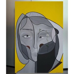 Echoes in Duality – Original Abstract Portrait Painting by Kaoutar Boushabi