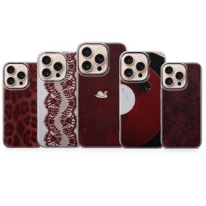 Vinrött estetiskt telefonskal | Mörk feminint telefonskal | Vinrött elegant skal