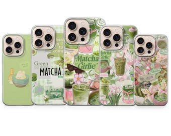 Capa de celular com estética Matcha: Vibrações aconchegantes de chá verde, capa de celular fofa