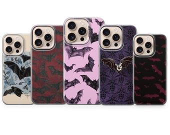 Spooky Bat Phone Case | Gothic Aesthetic iPhone Case | Cute Black Bat Halloween Cover | Dark Witchy Phone Case
