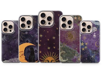 Purple Whimsigoth Phone Case | Mystical Aesthetic Phone Case | Celestial Witchy Purple Cover | Dreamy Gothic Phone Case