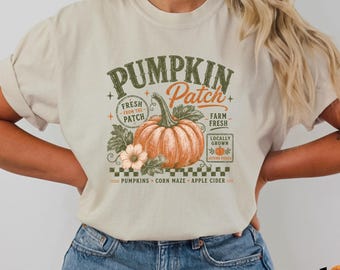 Comfort Colors® Pumpkin Patch T-shirt, Vintage Autumn Shirt, Farm Fresh Pumpkin Tee, Retro Fall Shirt, Autumn Pumpkin Patch Shirt