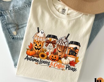 Halloween Coffee Shirt Comfort Colors Tee, Coffee Lover Gift, Ghost Coffee Cup Sweatshirt, Pumpkin Spice Fall Outfit, Cozy Autumn Apparel