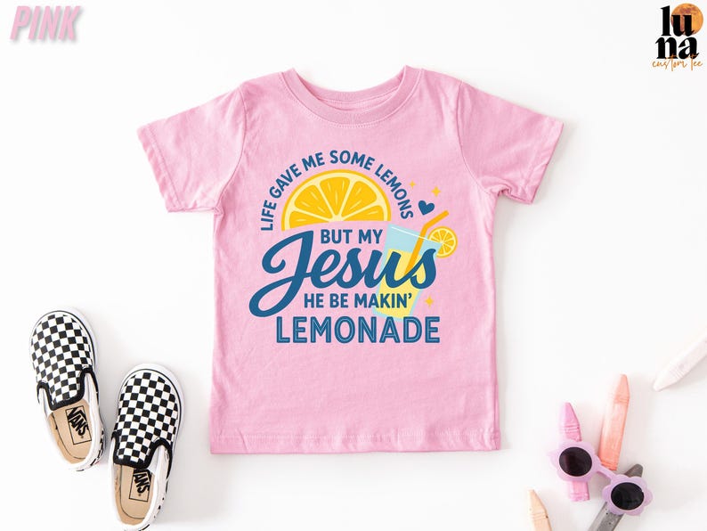 Youth Lemonade Faith Tee, Teen Shirt, Christian Apparel, Lemon shirt, Fun Gift for Kids, Lemonade shirt for kids, gift for girl, Jesus shirt