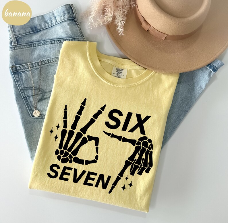 Comfort Colors® 6 7 Meme Shirt, Funny Skeleton Hands Tee, Halloween Couples Shirt, Trendy Shirt, Six Seven T-shirt, 67 Couples Tee
