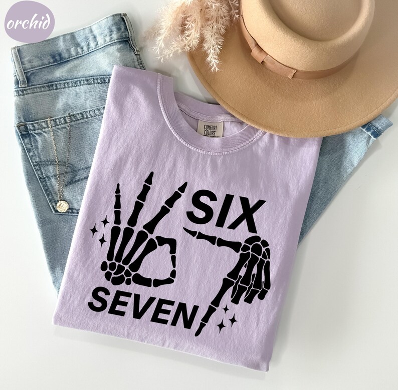 Comfort Colors® 6 7 Meme Shirt, Funny Skeleton Hands Tee, Halloween Couples Shirt, Trendy Shirt, Six Seven T-shirt, 67 Couples Tee