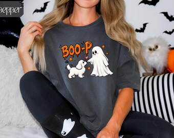 Boo-P Ghost Dog Comfort Colors Shirt, Funny Halloween Dog Mom Tee, Cute Spooky Puppy Tee, Pet Lover Halloween Gift