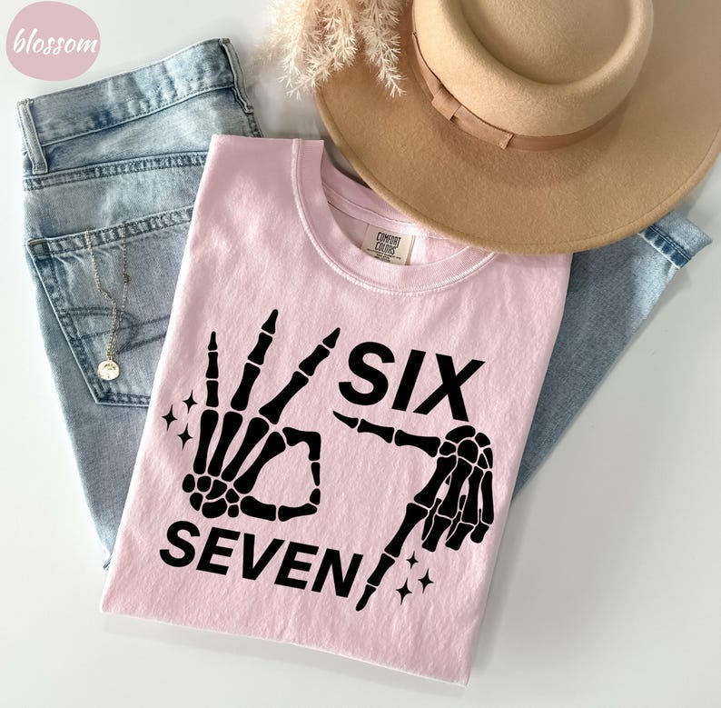 Comfort Colors® 6 7 Meme Shirt, Funny Skeleton Hands Tee, Halloween Couples Shirt, Trendy Shirt, Six Seven T-shirt, 67 Couples Tee