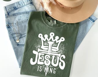 Jesus is King Shirt Christian Shirt Comfort Colors Trendy Christian Merch Jesus Shirt Minimalist Christian Gift for Christian Apparel