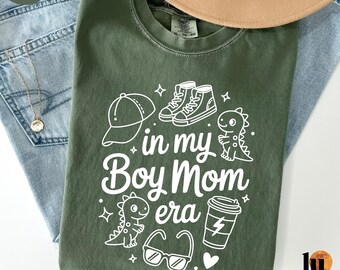 Summer Trendy Sports Mom Tee, In My Boy Mom Era Shirt, Sports Mama Dinosaur Monster Truck Tee