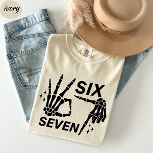 Comfort Colors® 6 7 Meme Shirt, Funny Skeleton Hands Tee, Halloween Couples Shirt, Trendy Shirt, Six Seven T-shirt, 67 Couples Tee