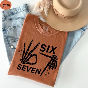 Comfort Colors® 6 7 Meme Shirt, Funny Skeleton Hands Tee, Halloween Couples Shirt, Trendy Shirt, Six Seven T-shirt, 67 Couples Tee