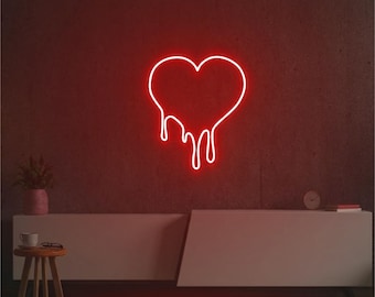 Melting Heart Custom LED Neon Sign for Bedroom Decor & Romantic Wall Lighting, Home Wall Decor, Personalized Valentine's Day Gift