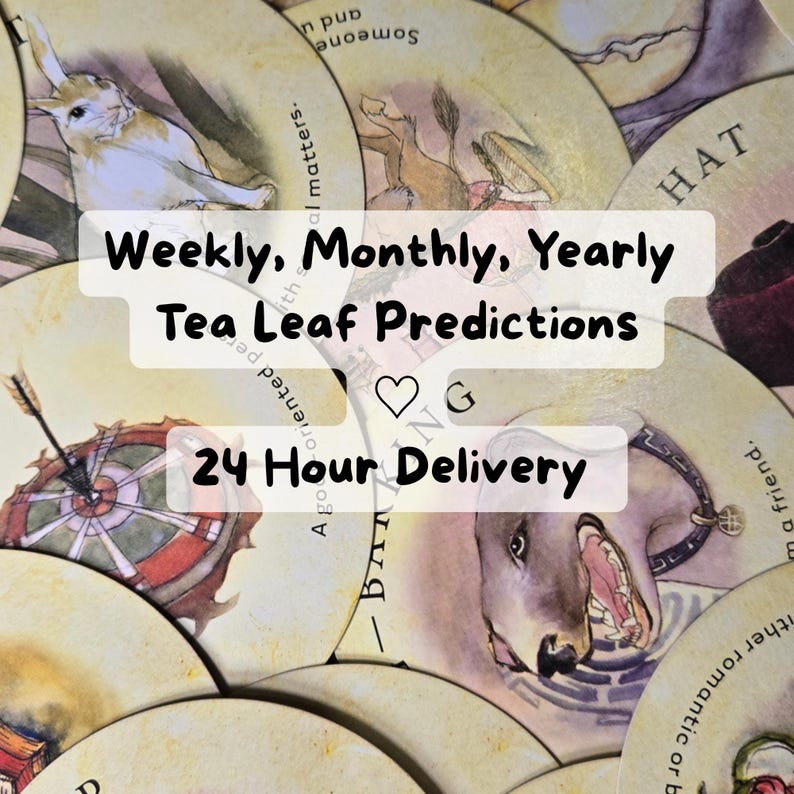 Tea Time Prediction Infolinity Tea Leaf Predictions for You, 8 Channeled Cards, 24 Hour Delivery, Next ...