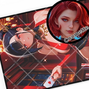 Poker Anime Girl Playmat, Trading Card Mat, Mousepad, Desk Accessory, Gaming Pad