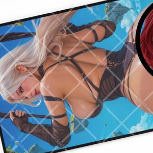 Pinup Girl Playmat, Fantasy Desk Pad, Anime Girl Mousepad, Gamer Gift, XXL Mousepad, Gaming Desk Mat