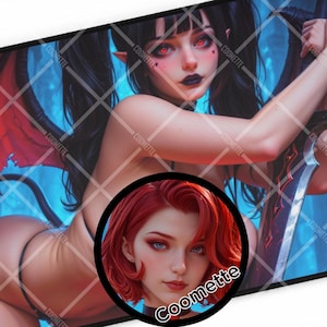 Succubus Pinup Playmat, Anime Girl Mousepad, Dark Fantasy Desk Mat, Goth Girl Aesthetic, Demon Waifu Play Mat, XXL Mousepad