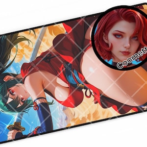 Ninja Anime Waifu Desk Mat Playmat Mousepad Sword Desert Artwork, Office Desk Accessories, Gaming Desk Pad, Anime Mouse Mat, Desk Decor