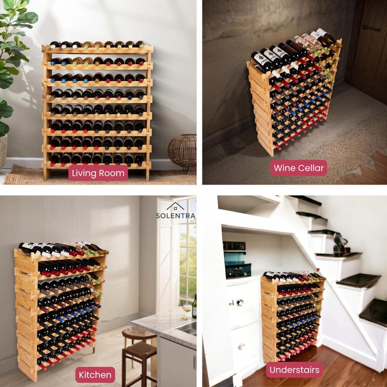 Modular Wooden Wine Rack – Stackable Rustic Wine Storage - Etsy