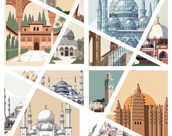 Masjids Around the World Coloring Book – Islamic Architecture Line Art – Educational Digital Download – Printable Travel Activity Pages