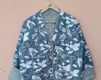 Handmade Cotton Quilted Jacket: Reversible Patchwork Coat