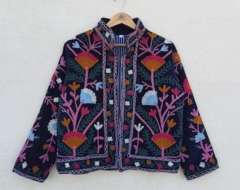 Handmade Velvet Quilted Jacket | Reversible Indian Boho Coat