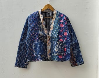 Women’s Pure Cotton Quilted Jacket | Reversible Patchwork Bohemian Coat | Sustainable Winter Jacket