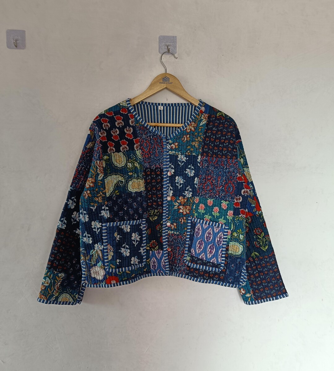 Handmade Patchwork Cotton Quilted Jacket: Reversible Floral Boho Coat ...