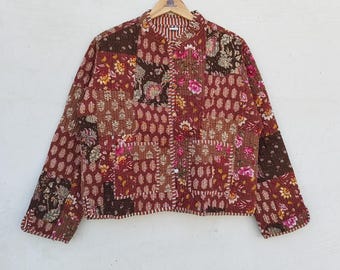 Handmade Reversible Quilted Cotton Jacket | Bohemian Block Print