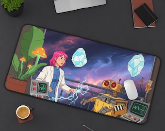 QuirkScience Lab Desk Mat, Robot Science Mouse Pad