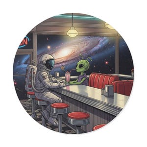Pegatina de Cosmic Diner / Vinilo de astronauta y extraterrestre