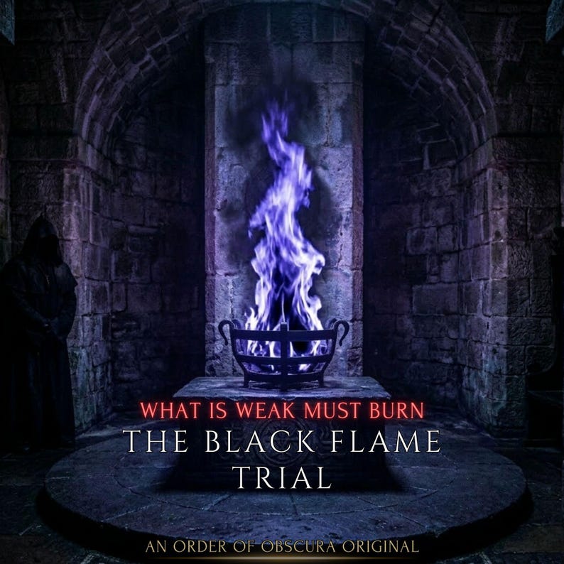 Black Flame Trial occult initiation and demon ritual transmission by the Order of Obscura for sovereign power and spiritual transformation