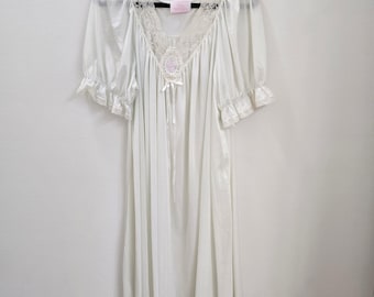 Camisón vintage de encaje color marfil de Sears Just For Women, talla única (18W-26W), nailon rosa.