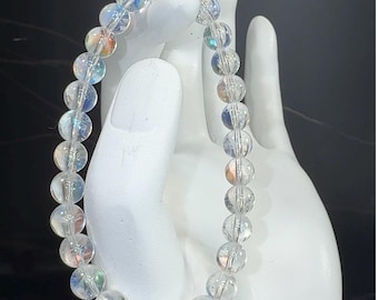 Pulseira de cristal de pedra da lua de Madagascar (6,8 mm)
