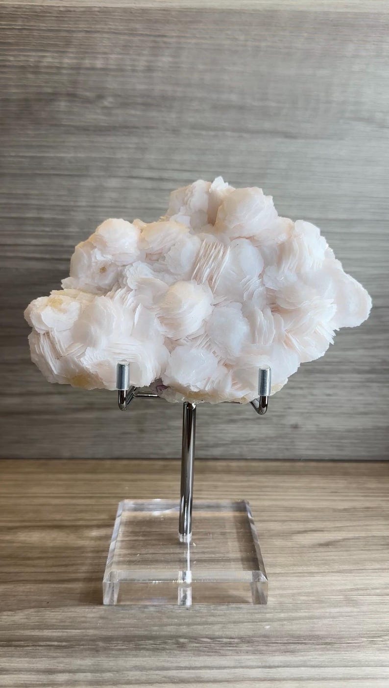 Rare Yaogangxian Pink Calcite with Fluorite | Delicate Rosette Crystal Cluster | Hunan China Mineral Specimen image 1
