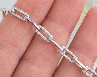 Förgyllt sterlingsilverarmband med moissanit-gemenskedja