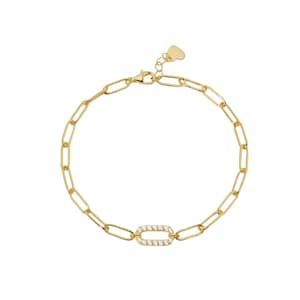925 Sterling Silver Minimalist  Paperclip Bracelet with Moissanite Diamond-Cut Link | Dainty Chain Bracelet for Women
