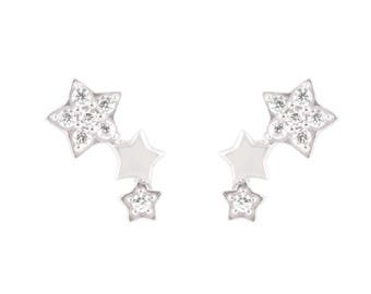 Pendientes trepadores de estrella de plata de ley / Circonita cúbica y moissanita